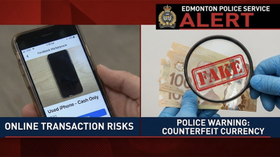 에드먼턴 경찰, 온라인 직거래 시 '가짜 100달러' 주의하세요